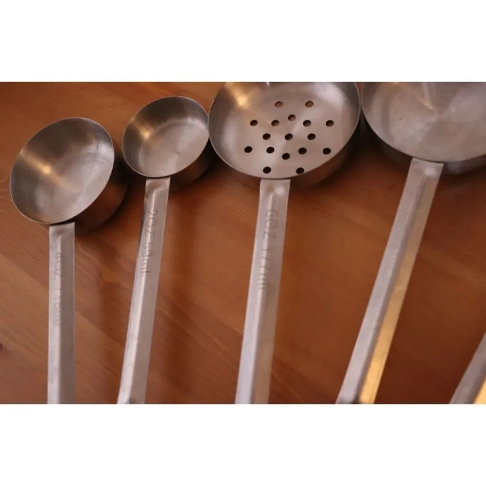 Portion Control Serving Spoons (Set of 8), Slotted & Unslotted Portion Scoops